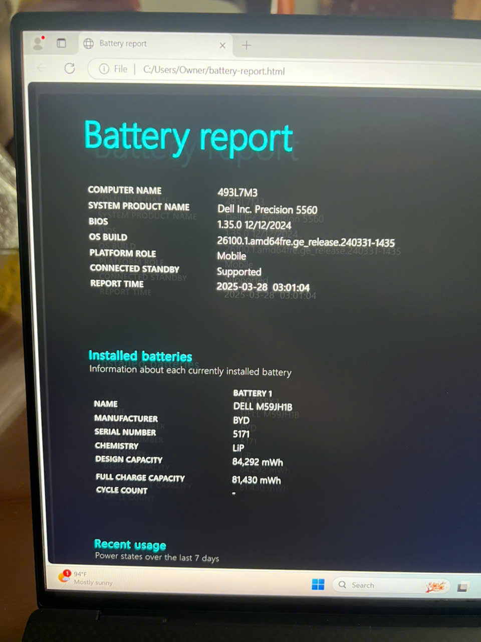 DELL PRECISION 5560 i7 11850H 32GB 15.6" VGA 4GB